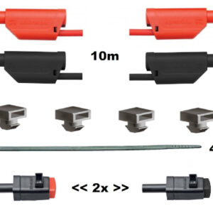 Sicherheitsmessleitungssatz, 4mm, 10m, 4 Stück, inkl. Zugentlastung