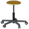 Arbeits-Drehhocker 350mm Durchmesser, Holzsitz, Rollen, stufenlose Höhenverstell