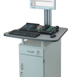 Mobiler UniTrain Demostand mit TFT-Halter und Mehrfachsteckdose, 870x1800x780mm