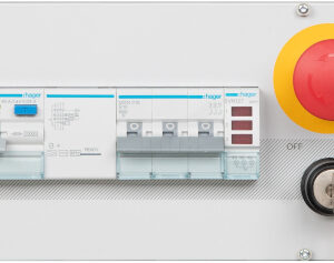 Netzfeld Drehstrom, FI Typ B 30mA, LS 3xB16, Abnahmebuchsen, 54TE
