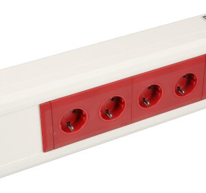 Energieversorgung, 4-fach Steckdose rot, RJ45 Doppeldose CAT6A