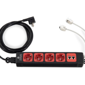 Energieleiste , 4x Schuko 230V, 2x RJ45 Cat VI (rot)