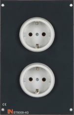 Steckdosenfeld für SybaPro-Systemtisch mit 2 Schukosteckdosen, 1ME