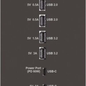 Mehrfach USB-Hub 6 in 1: 2x USB 2.0, 2x USB 3.0 und 2x USB-C 3.2, 1 ME