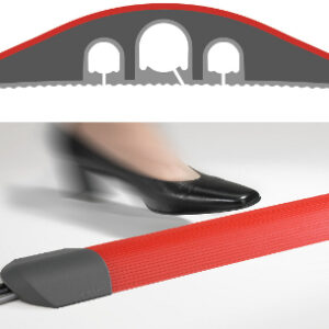 Kabelbrücke rot, 3 Kanäle (Ø 1x10mm, 2x7mm), inkl. Endkappen, 1500x17x94mm (BHT)