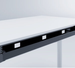 Kabelwanne 1200mm, klappbar, silber, für Untertischmontage