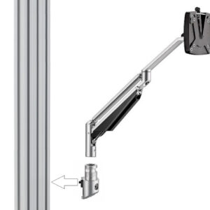 Monitorarm 2-tlg., Gasdruckfeder, 2-7kg zur Aluprofilbefestigung, VESA75/100