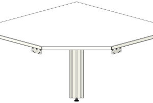 Ecktisch SybaPro 80*80, 800x800mm (mit hinterem Stützfuß)
