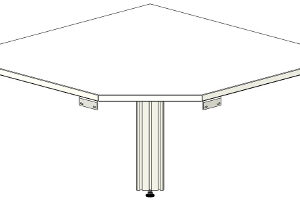 Ecktisch SybaPro 90*90, 900x900mm (mit hinterem Stützfuß)