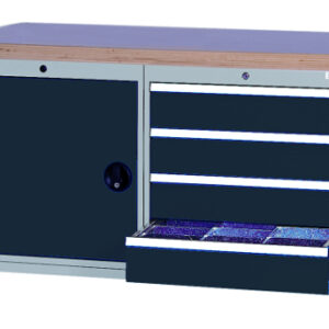 SybaWork Werkbank, 1500x750x859mm, 4 Schubladen, Türe, Multiplexplatte 40mm