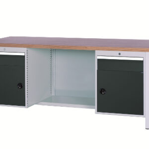 SybaWork Werkbank, 2000x859x750mm (BHT), 2 Schubladen + 2 Türen, Fachboden, Mult