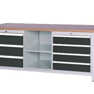 SybaWork Werkbank, 2000x859x750mm (BHT), 3+4 Schubladen + 2x Fachboden, Multiple