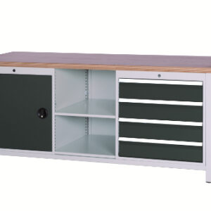 SybaWork Werkbank, 2000x859x750mm (BHT), 4 Schubladen, 1 Türe, 2 Fachböden, Mult