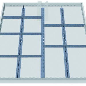 14-fach-Schubladeneinsatz, Höhe 50mm für Schubladeninnenmaß 600x600mm