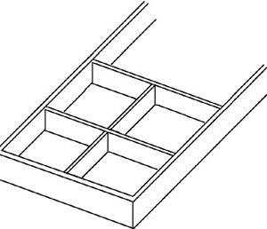 Satz Trennwände zur Querunterteilung von Schubladen (inkl. Stellbrett), (2HE)