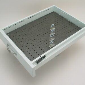 Schubladeneinsatz zur Aufnahmen von Steckbauelementen im 19mm Raster