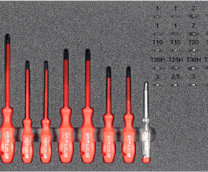 VDE-Werkzeugsatz 3, Schraubendrehersatz (45 Teile), Einlagengröße 300x600mm