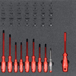 VDE-Werkzeugsatz 3, Schraubendrehersatz (45 Teile), Einlagengröße 500x450mm