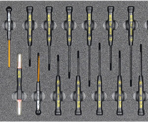 ESD/Elektronik-Werkzeugsatz 1, Schraubendreher (22 Teile), Einlagengröße 300x600