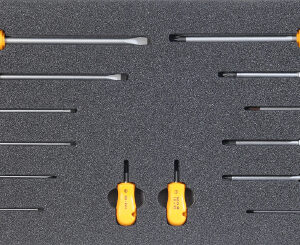 Kfz-Werkzeugsatz 7, Schraubendrehersatz (14 Teile), Einlagengröße 300x600mm